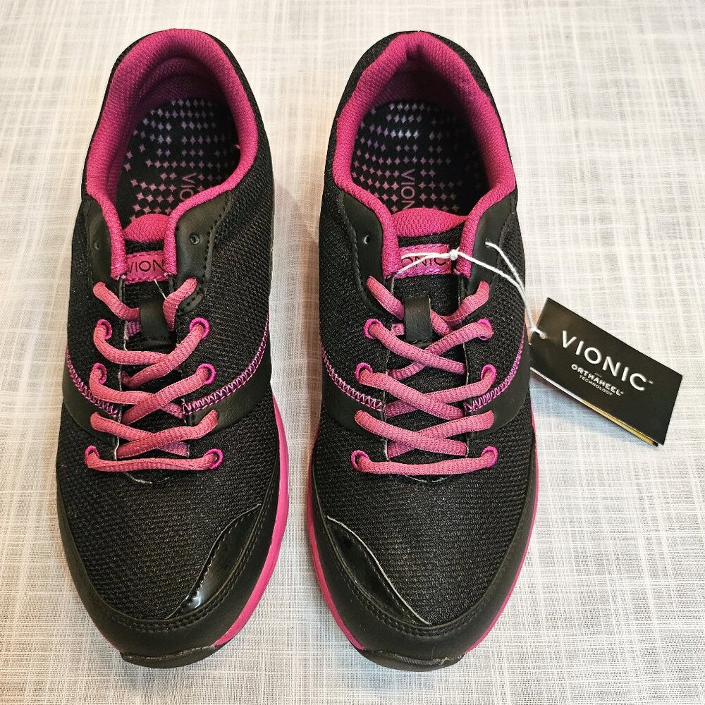 NWT VIONIC Black & Pink Kona Orthaheel Comfort Running Shoes/Sneakers Size 7